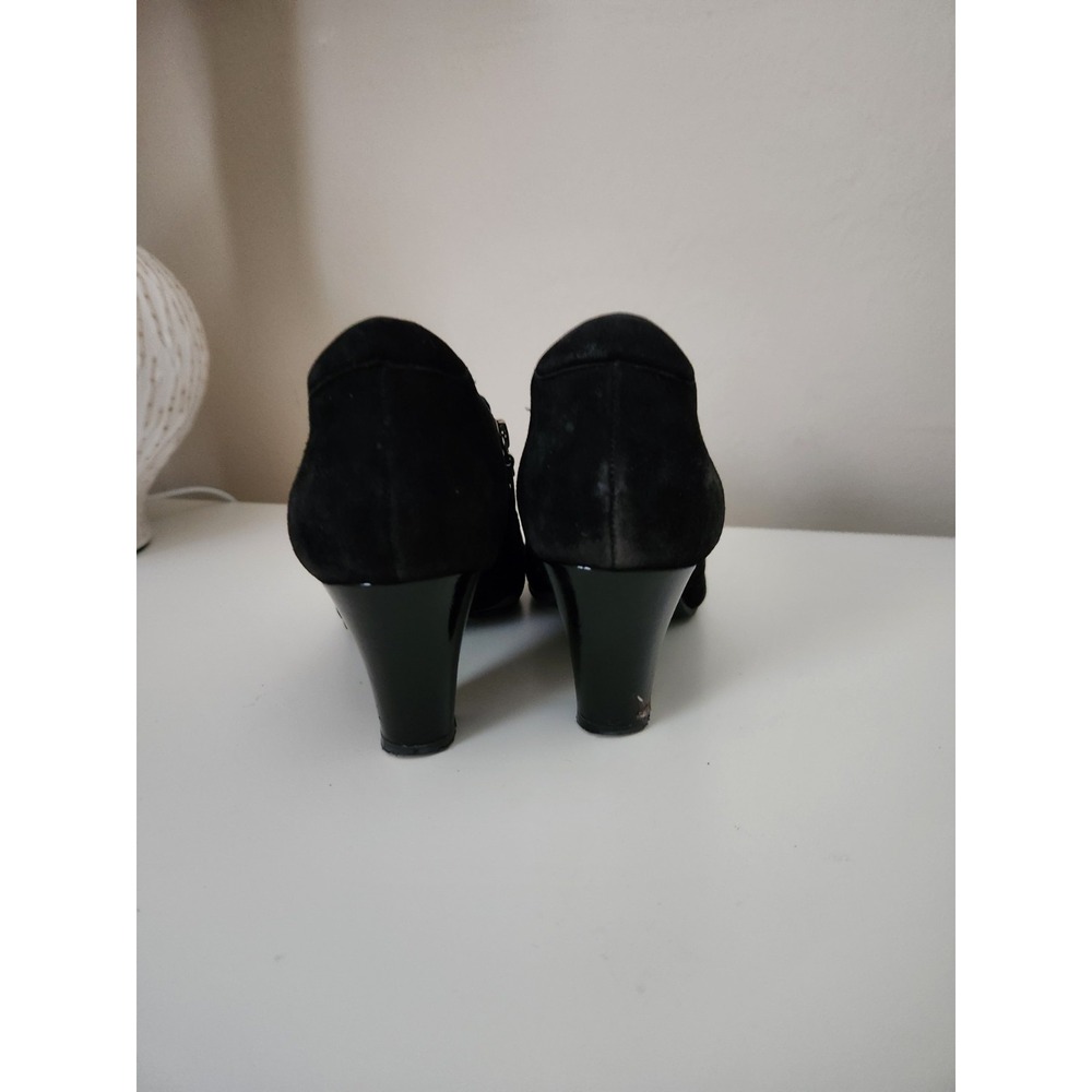 Clarks Womens Artisan Ankle Booties Black Suede Block Heel Almond Toe Zip Sz 7 M - Picture 4 of 10